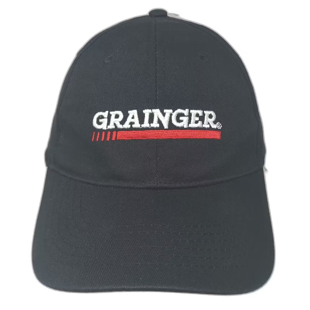 Grainger Industrial Supply Logo Black Red Baseball Cap Hat OSFA Strapback Cotton
